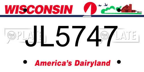 JL5747 Wisconsin License Plate