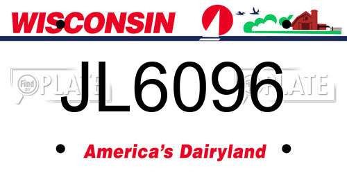JL6096 Wisconsin License Plate