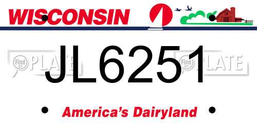 JL6251 Wisconsin License Plate