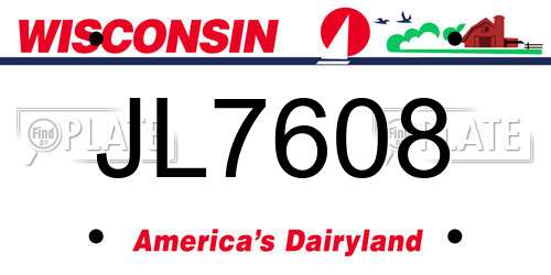 JL7608 Wisconsin License Plate