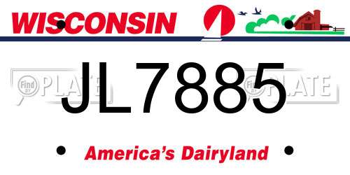 JL7885 Wisconsin License Plate