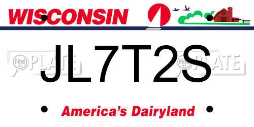 JL7T2S Wisconsin License Plate