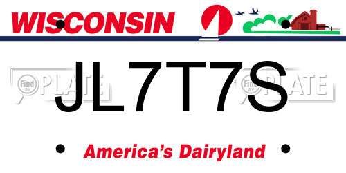 JL7T7S Wisconsin License Plate