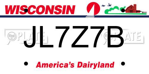 JL7Z7B Wisconsin License Plate