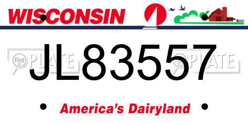 JL83557 Wisconsin License Plate
