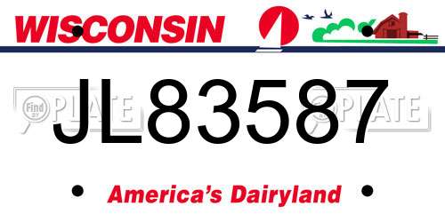 JL83587 Wisconsin License Plate