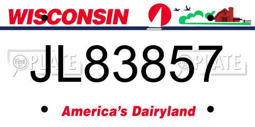 JL83857 Wisconsin License Plate