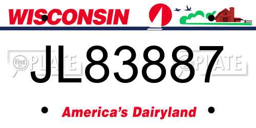 JL83887 Wisconsin License Plate