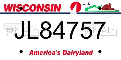 JL84757 Wisconsin License Plate