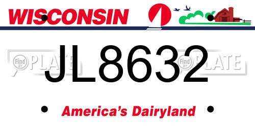 JL8632 Wisconsin License Plate