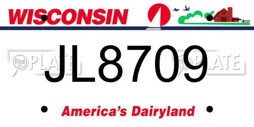JL8709 Wisconsin License Plate