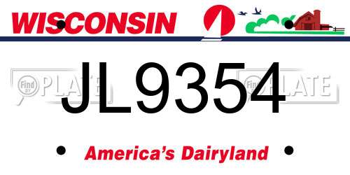 JL9354 Wisconsin License Plate