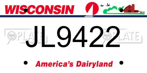 JL9422 Wisconsin License Plate