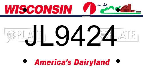 JL9424 Wisconsin License Plate