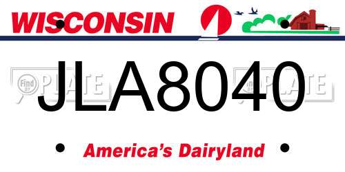 JLA8040 Wisconsin License Plate
