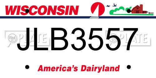 JLB3557 Wisconsin License Plate
