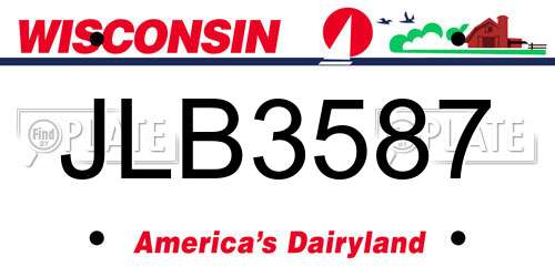 JLB3587 Wisconsin License Plate