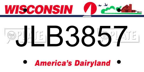 JLB3857 Wisconsin License Plate