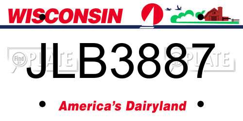 JLB3887 Wisconsin License Plate