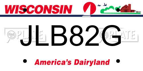 JLB82G Wisconsin License Plate