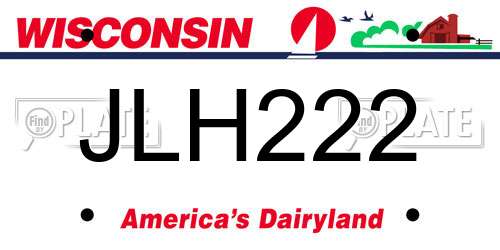 JLH222 Wisconsin License Plate