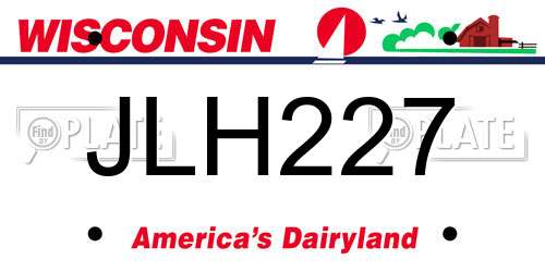 JLH227 Wisconsin License Plate