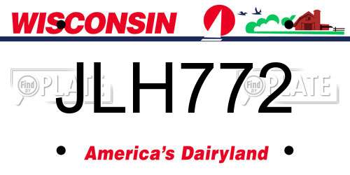 JLH772 Wisconsin License Plate