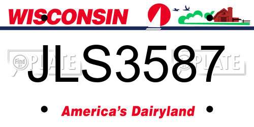 JLS3587 Wisconsin License Plate