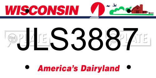 JLS3887 Wisconsin License Plate