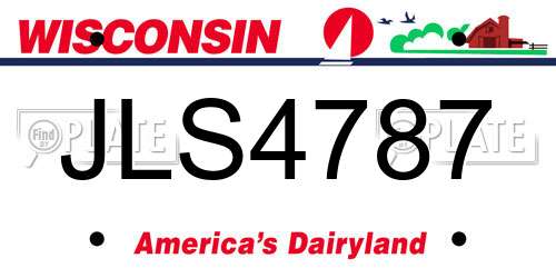 JLS4787 Wisconsin License Plate
