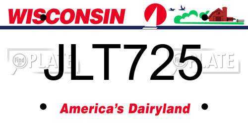 JLT725 Wisconsin License Plate