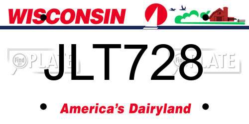 JLT728 Wisconsin License Plate