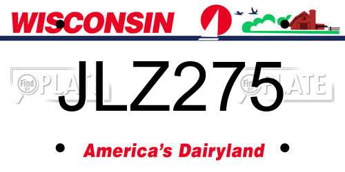 JLZ275 Wisconsin License Plate