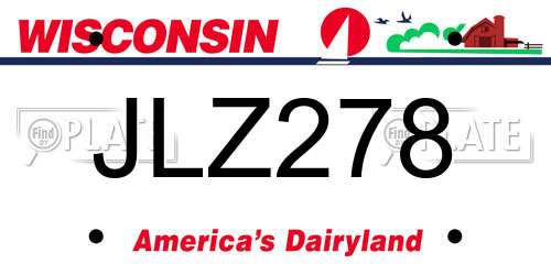 JLZ278 Wisconsin License Plate