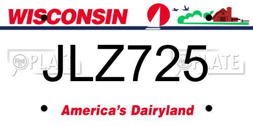JLZ725 Wisconsin License Plate