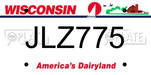 JLZ775 Wisconsin License Plate