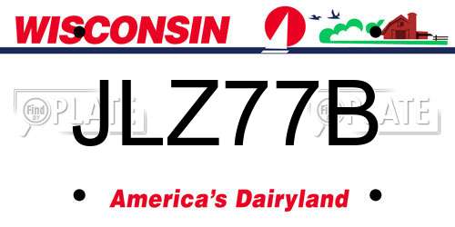 JLZ77B Wisconsin License Plate