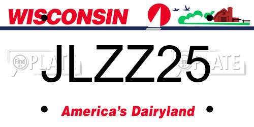 JLZZ25 Wisconsin License Plate