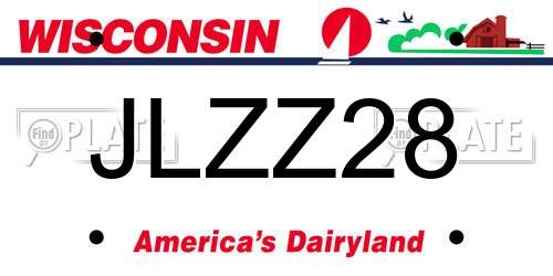JLZZ28 Wisconsin License Plate
