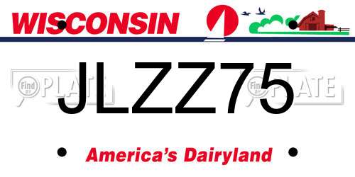 JLZZ75 Wisconsin License Plate