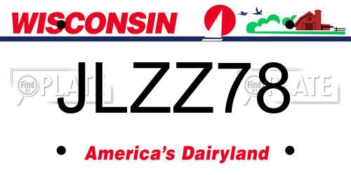 JLZZ78 Wisconsin License Plate