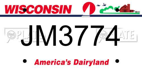 JM3774 Wisconsin License Plate