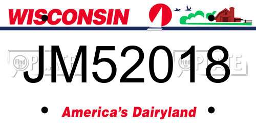 JM52018 Wisconsin License Plate