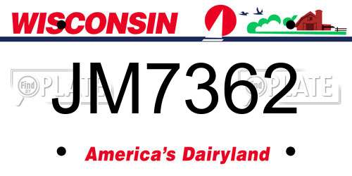 JM7362 Wisconsin License Plate