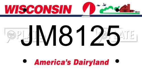 JM8125 Wisconsin License Plate