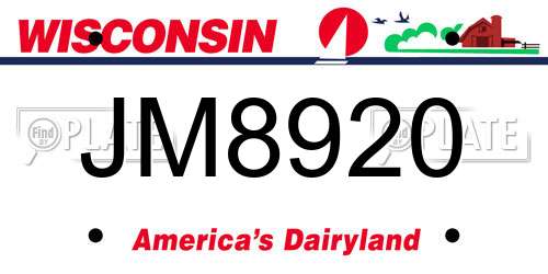 JM8920 Wisconsin License Plate