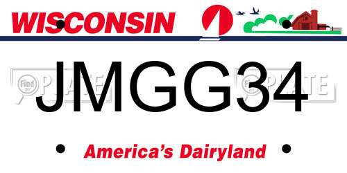 JMGG34 Wisconsin License Plate
