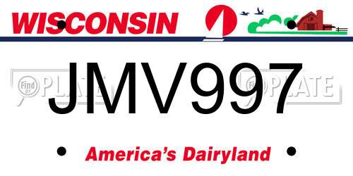 JMV997 Wisconsin License Plate