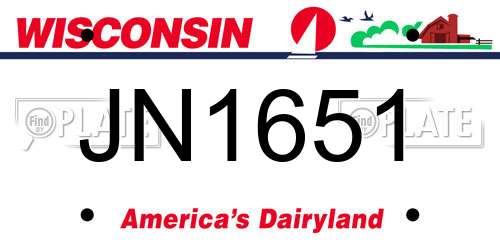 JN1651 Wisconsin License Plate