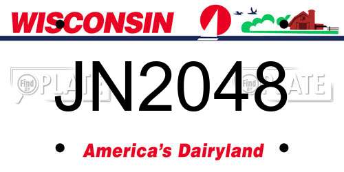 JN2048 Wisconsin License Plate